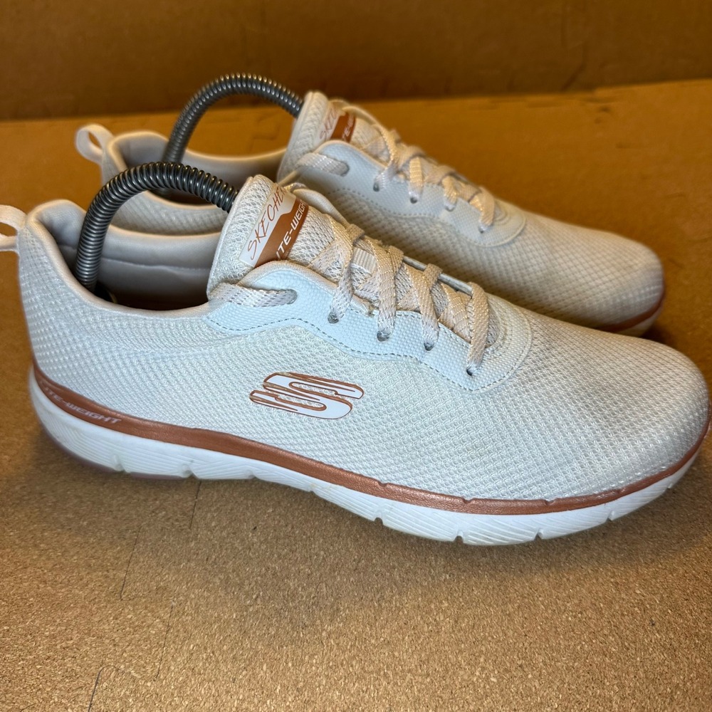 Skechers Flex Appeal 3.0 Women's Size 10 Insiders White Rose Gold Sneakers 13070 - Picture 1 of 11